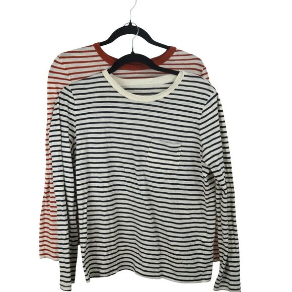 Madewell Striped Long Sleeve Cotton Tees Bundle Size S - Picture 1 of 10
